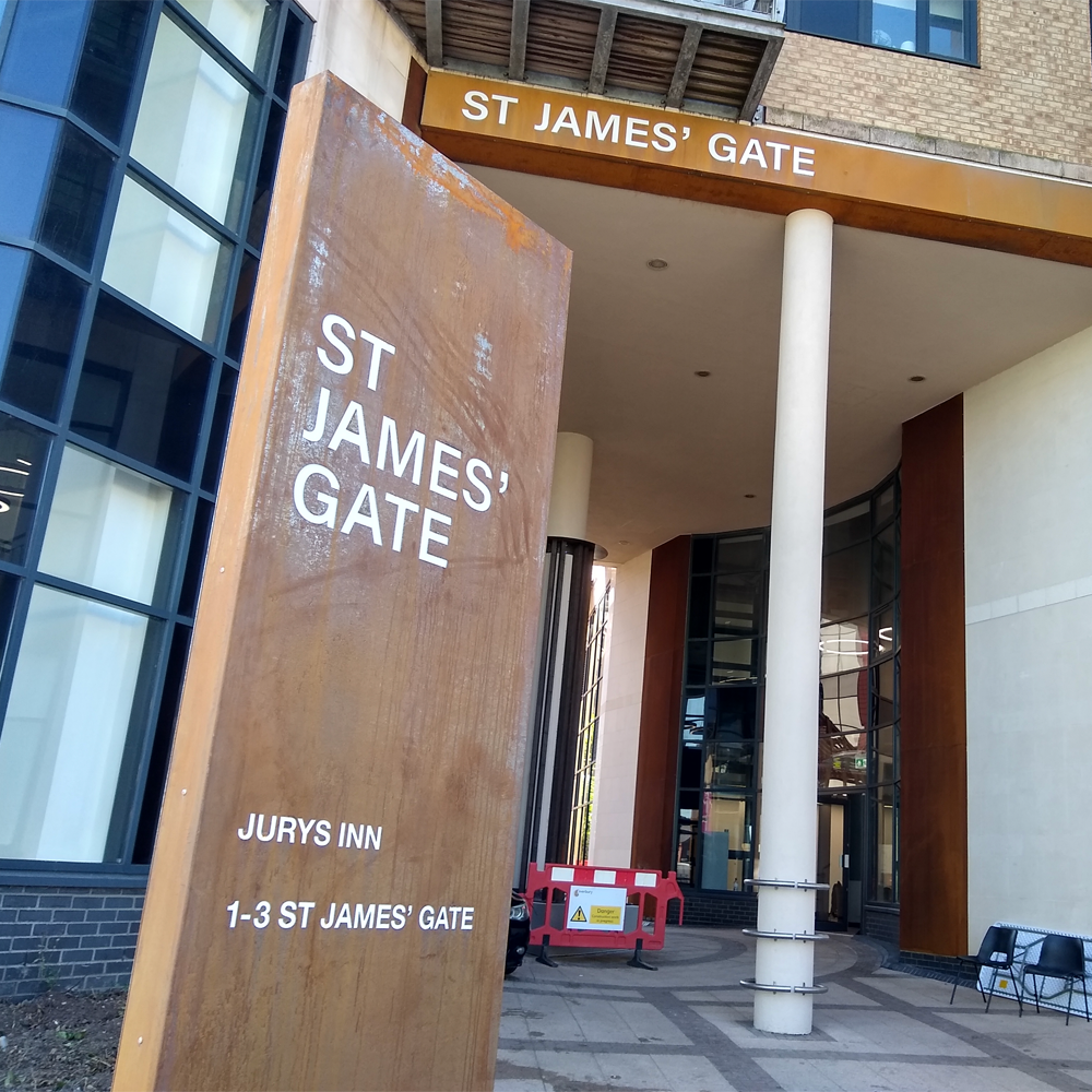 Bespoke Monolith Sign with Corten Steel and Fret Cut Letters