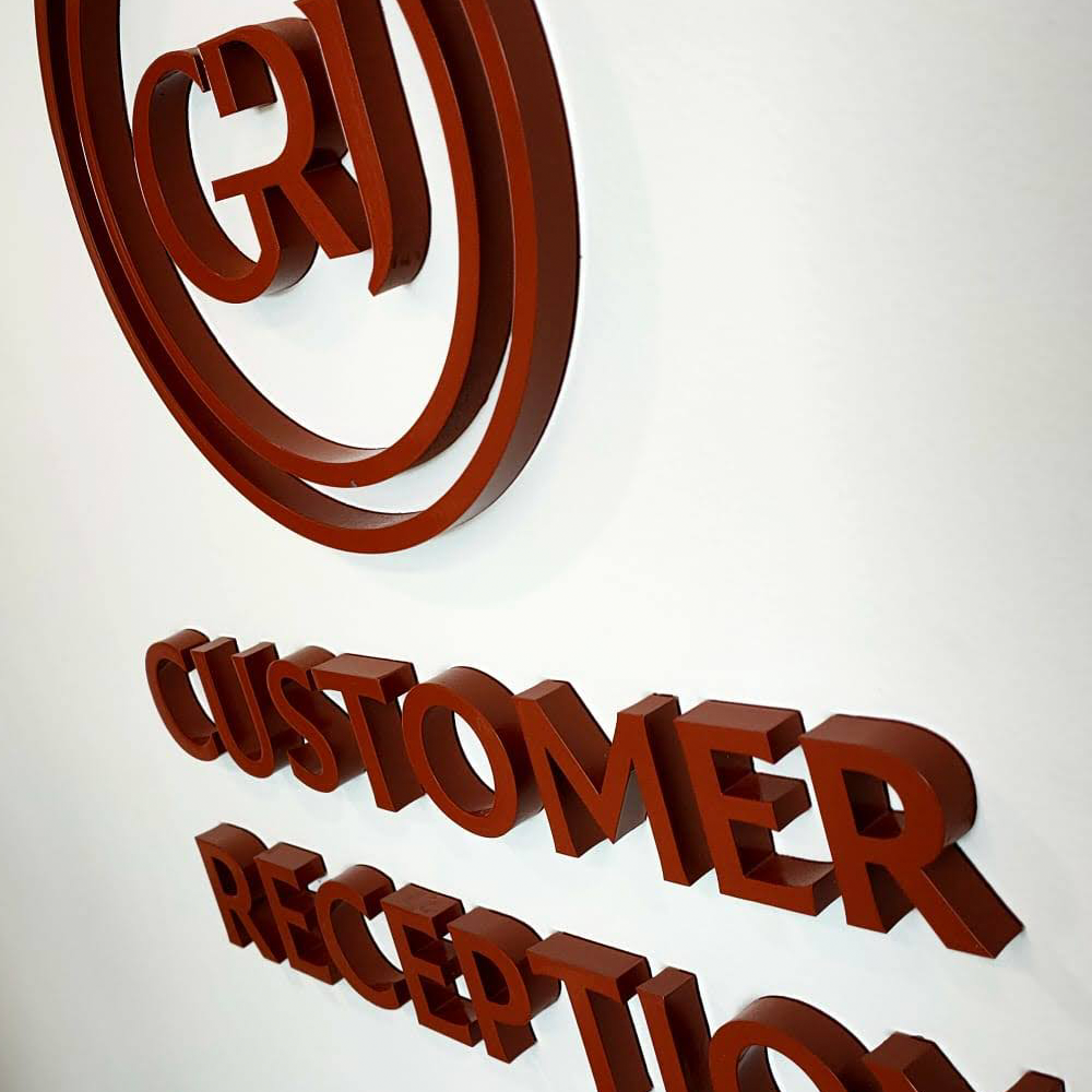 Coloured Acrylic Flat Cut Letters Fixed with VHB Tape