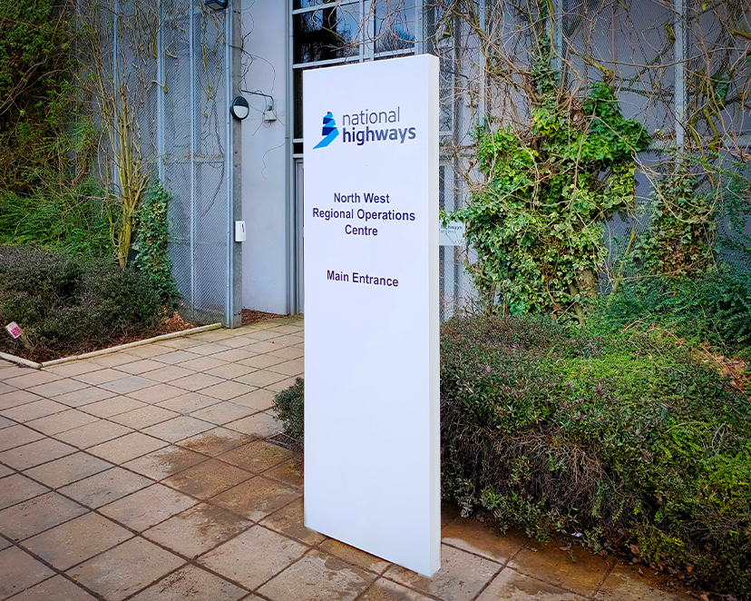 White Monolith Sign with Vinyl Graphics 