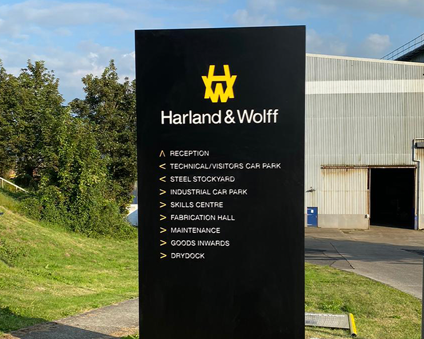RAL Coloured Black Monolith Sign with Custom Graphics to the Face