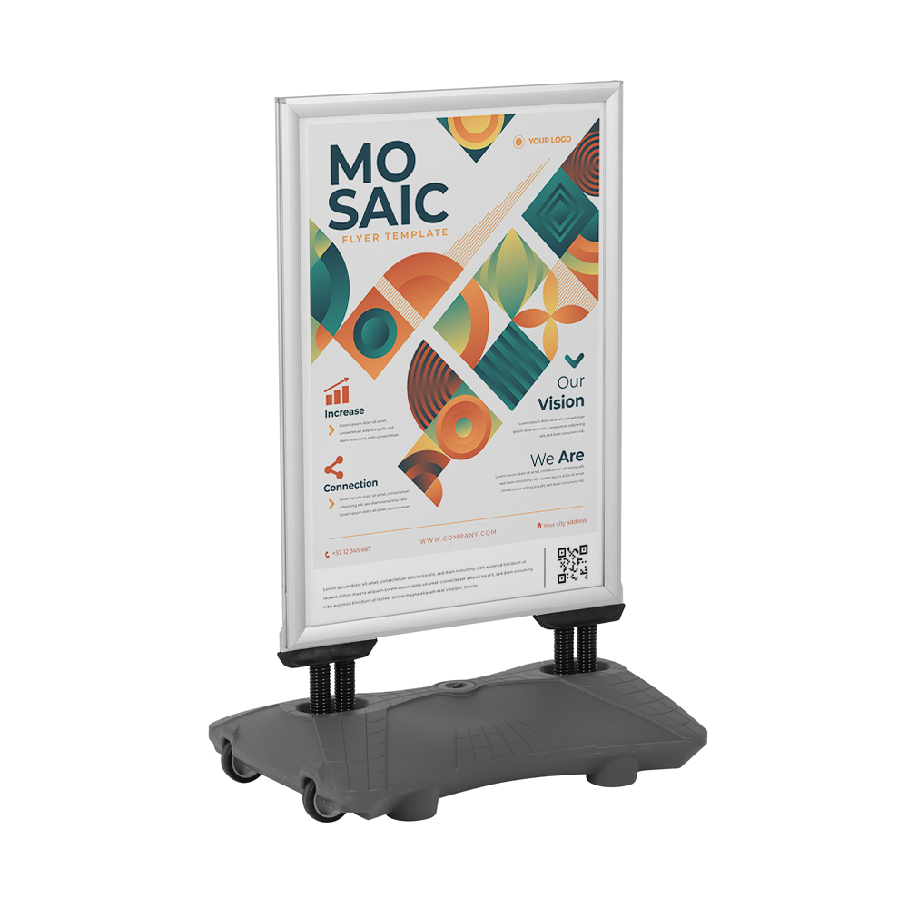 Snap frame pavement sign, spring attached to base