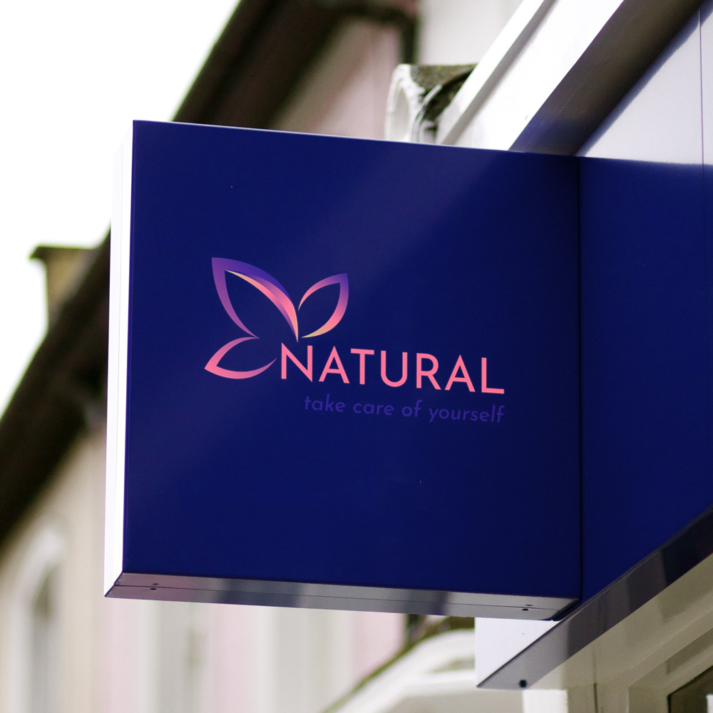 Powder Coated Aluminium Projecting Tray Sign with Cut Vinyl Lettering