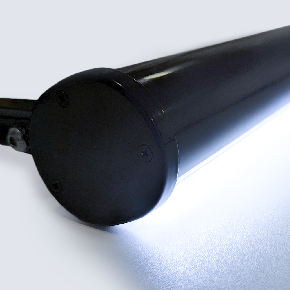 End view of black trough light