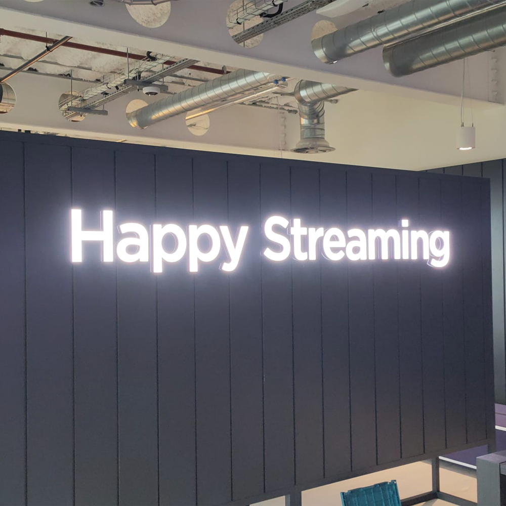 Face Illuminated Letters with Rimless Return and Black Coloured Metal