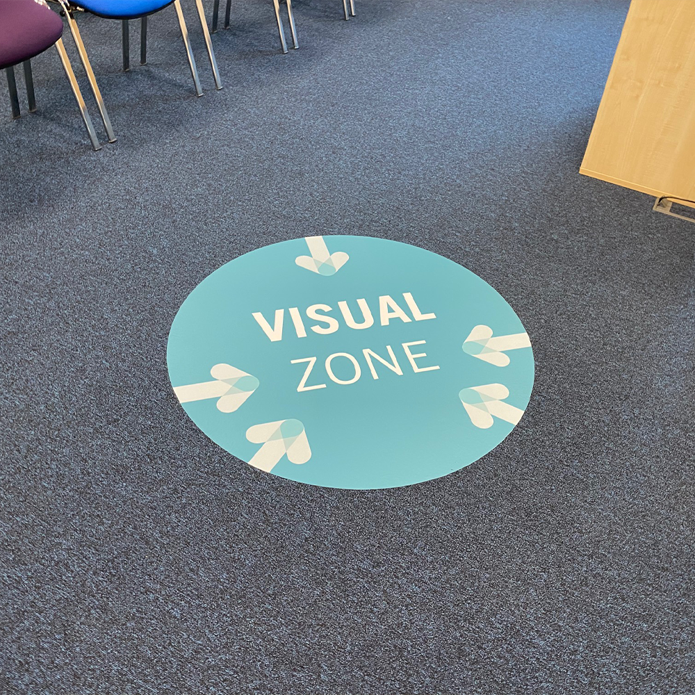 Cut to Shape Floor Branding on Flat Surface Vinyl