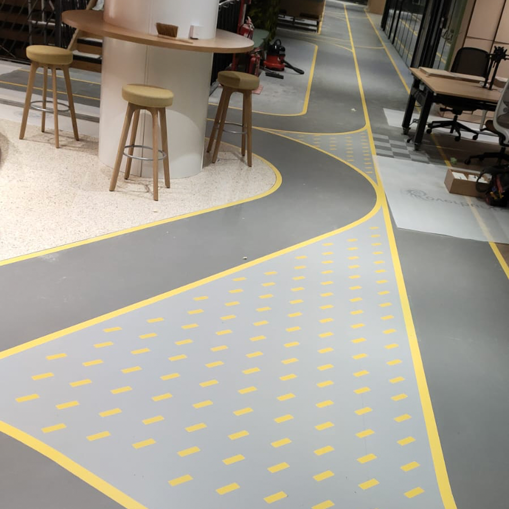 Custom Shaped Floor Branding on Flat Surface Vinyl