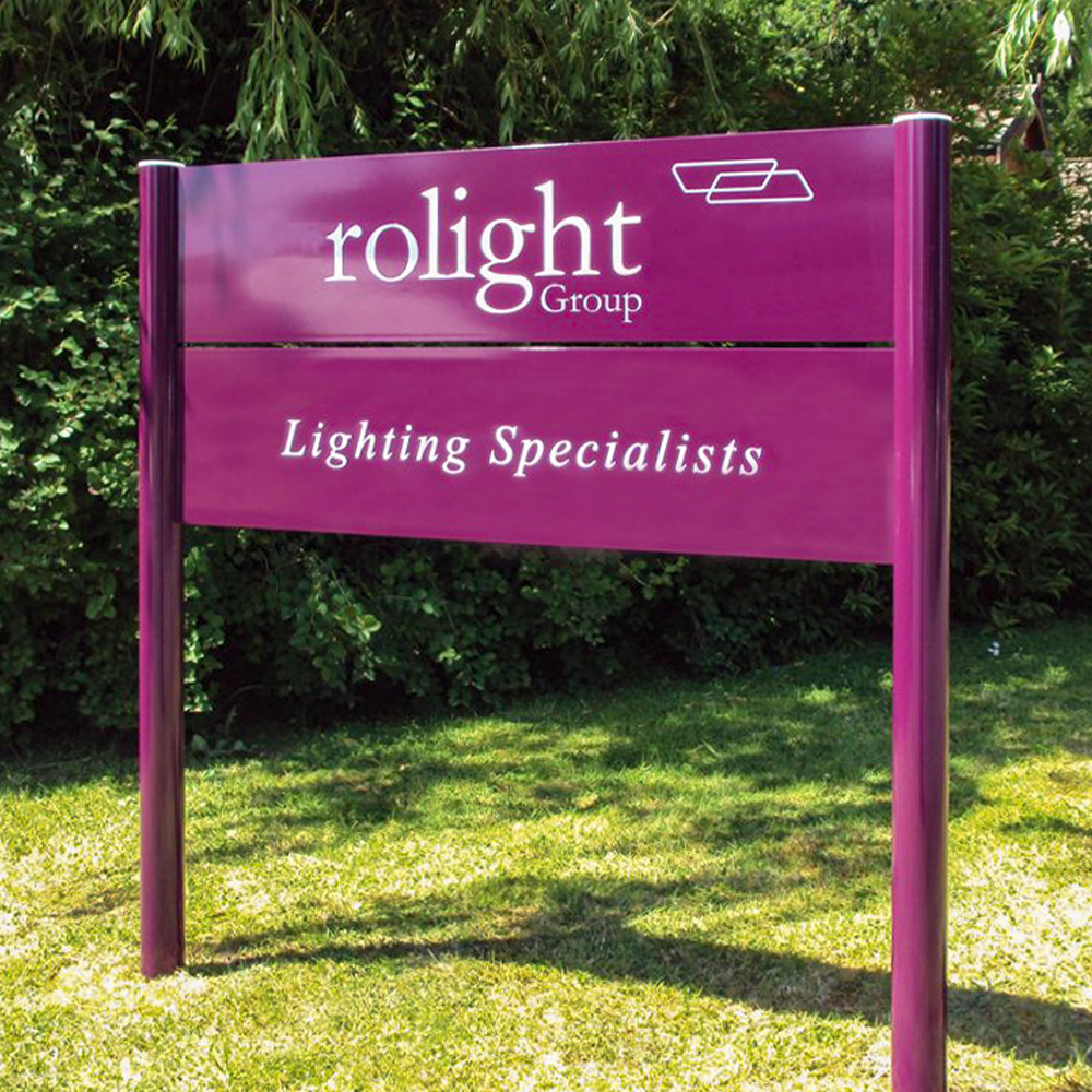 RAL Coloured Purple Modular Post & Panel Sign with Round Posts