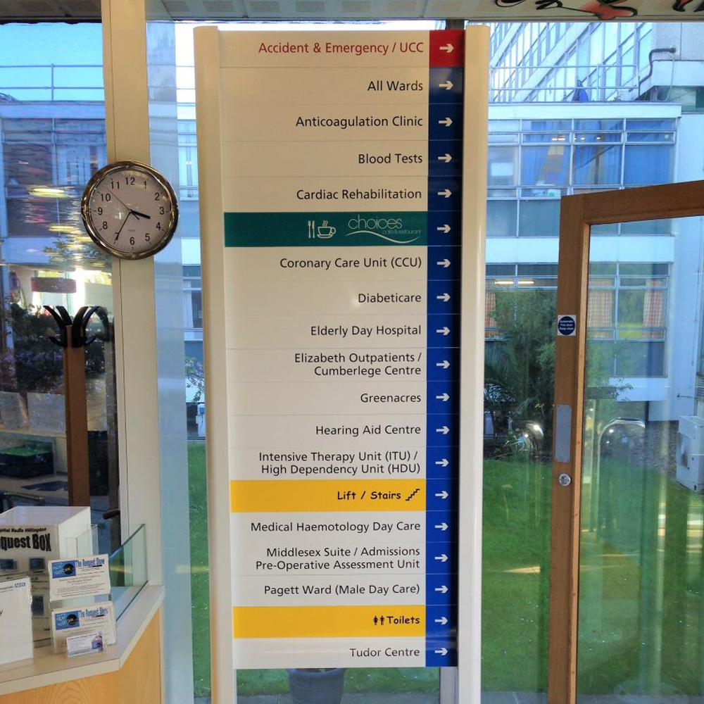 White D Shaped Posts with Varying Panel Graphics