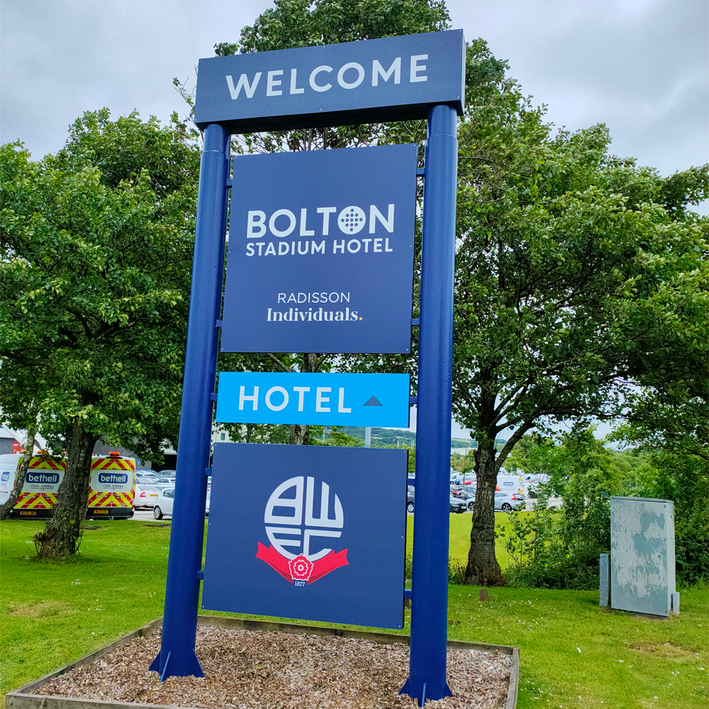 Modular Post & Panel Sign with Rounded Posts in Soft Ground