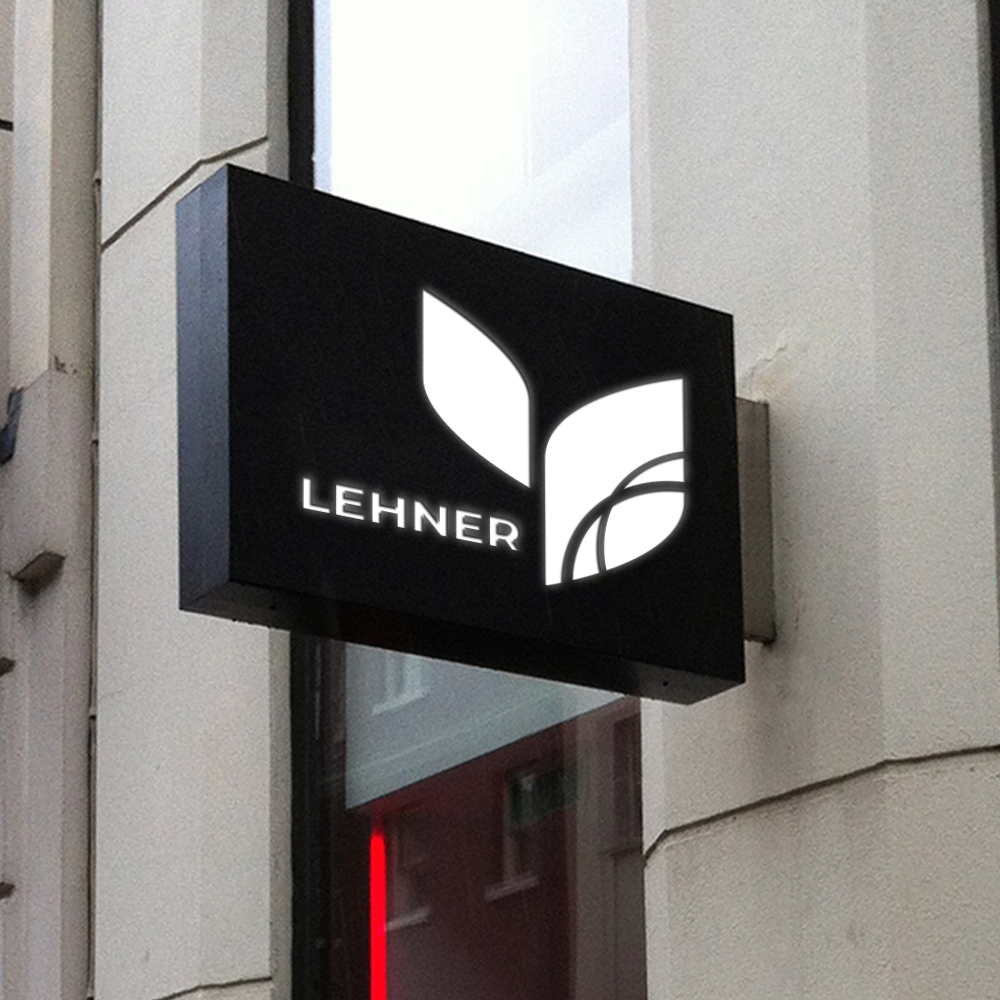 Powder Coated Black Illuminated Projecting Tray Sign with Fret Cut Logo