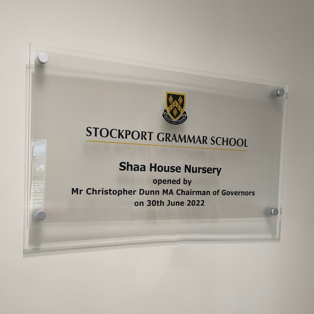 Bespoke Clear Acrylic Plaque with Frosted Vinyl