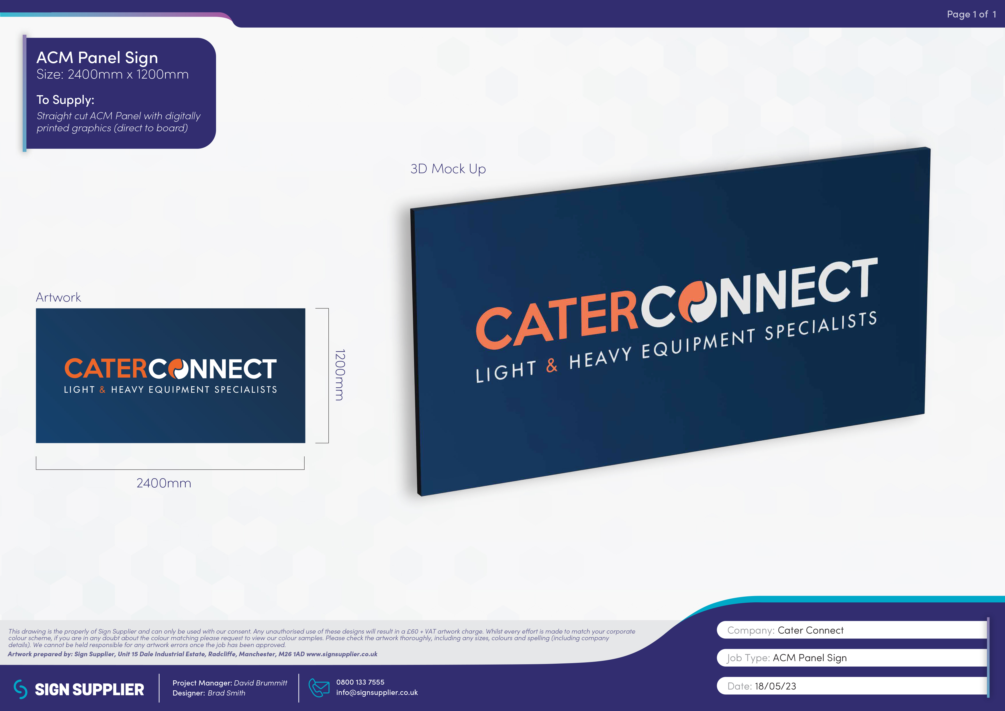 Signage design proof for Cater Connect