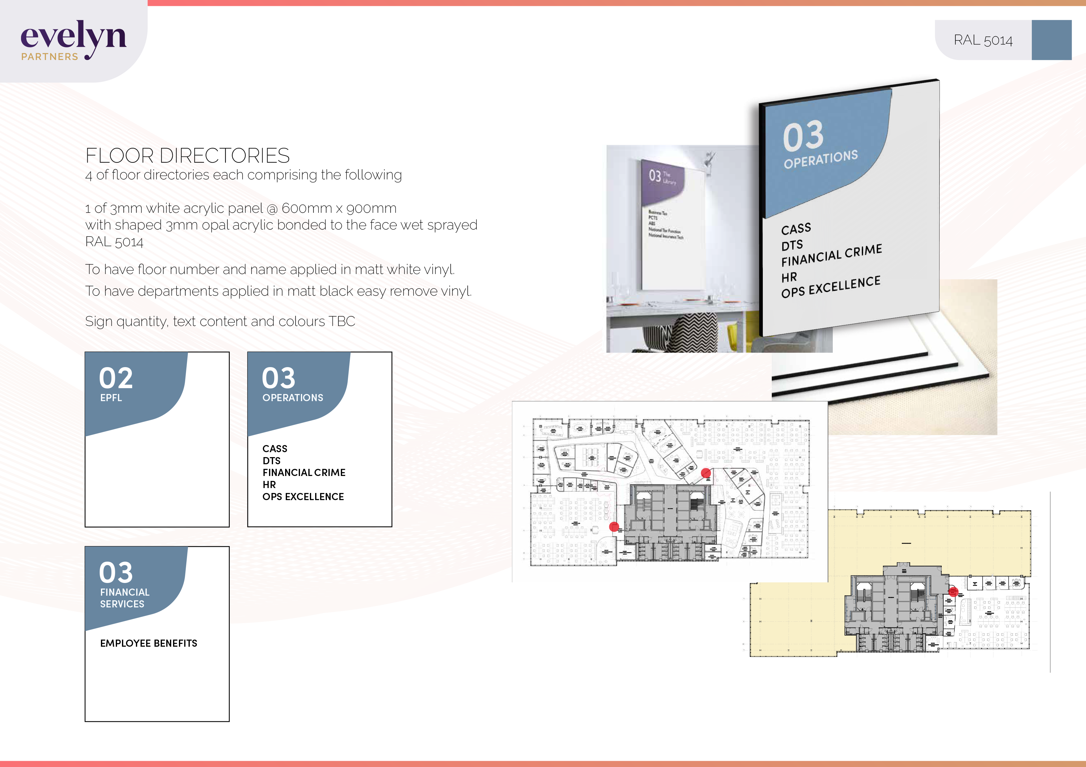 Signage design proof for Evelyn Partners