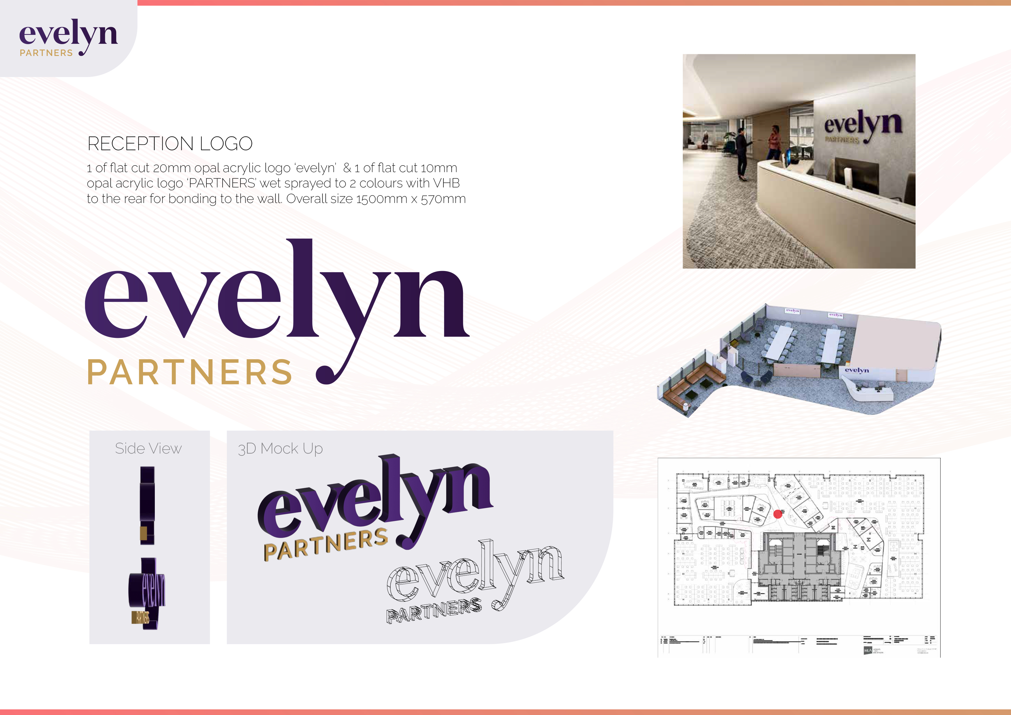 Signage design proof for Evelyn Partners