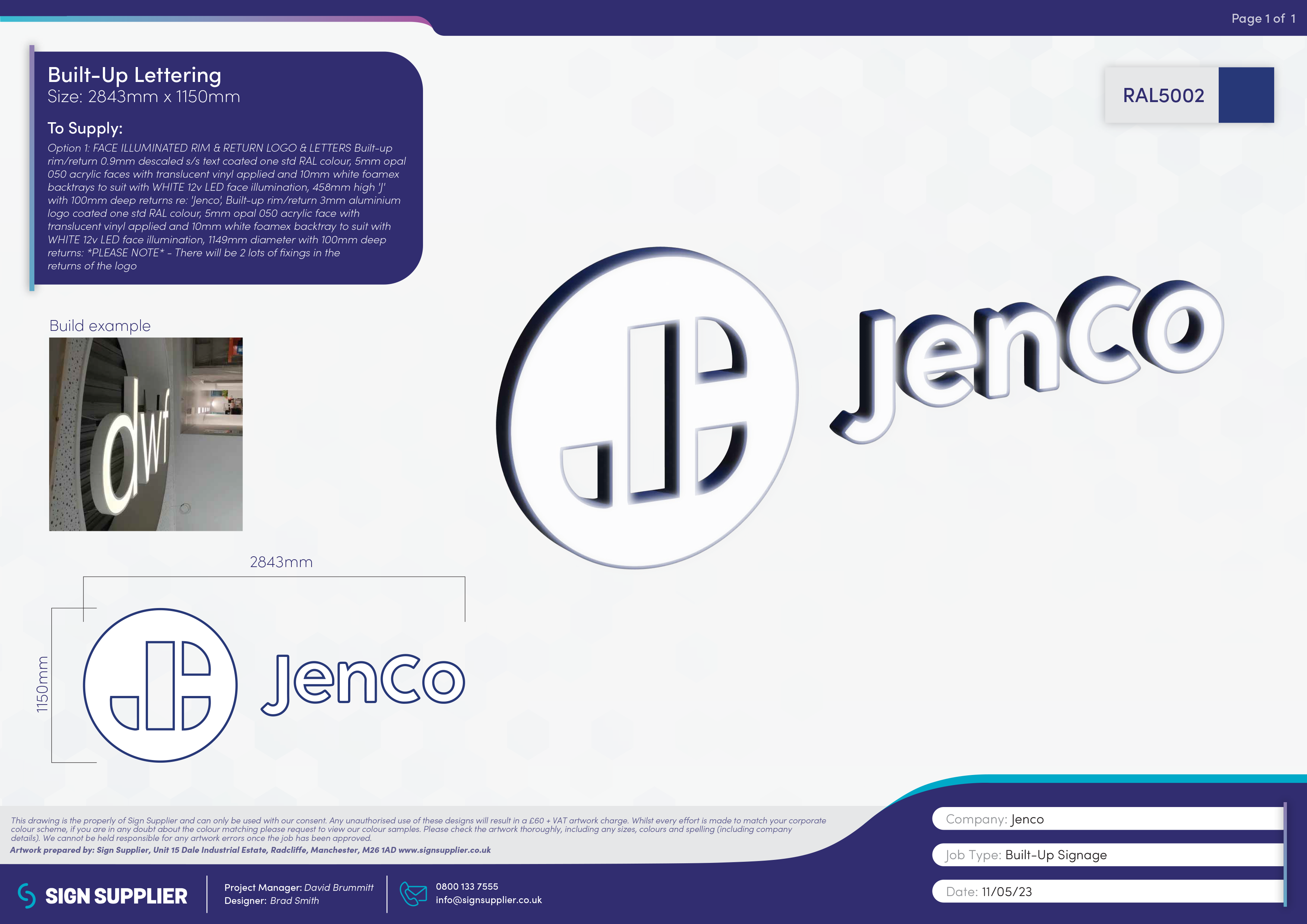Signage design proof for Jenco