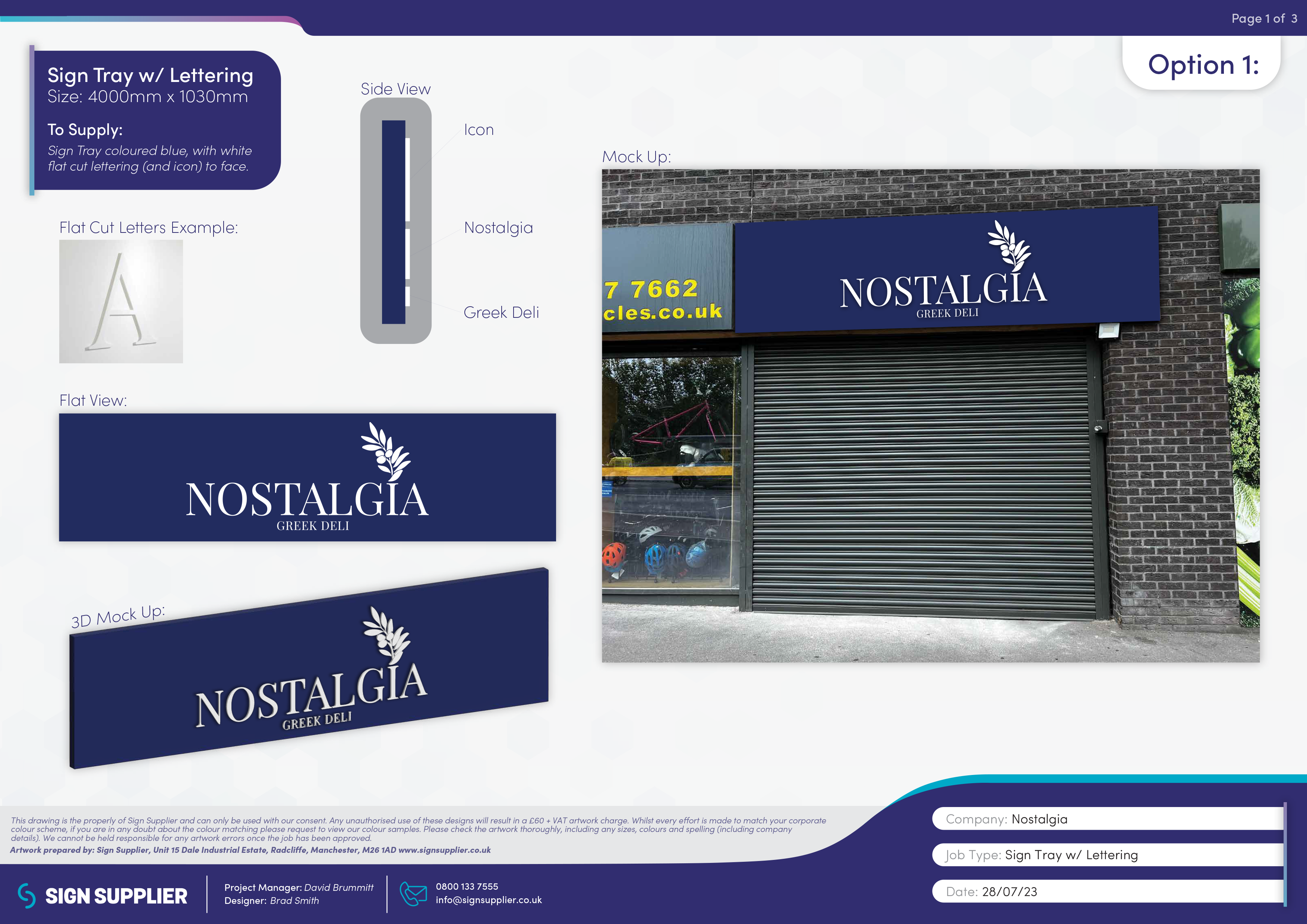 Signage design proof for Nostalgia