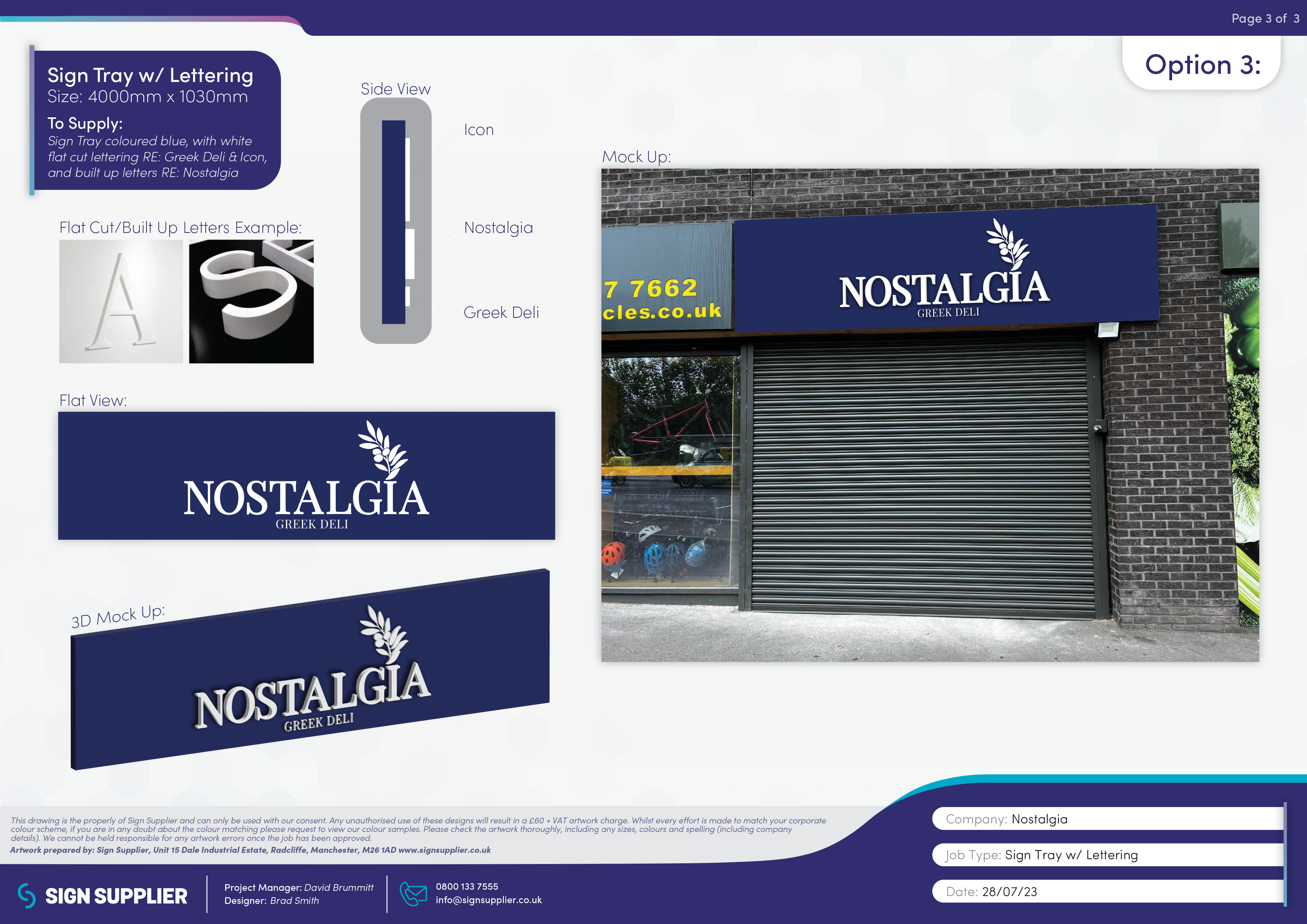 Signage design proof for Nostalgia