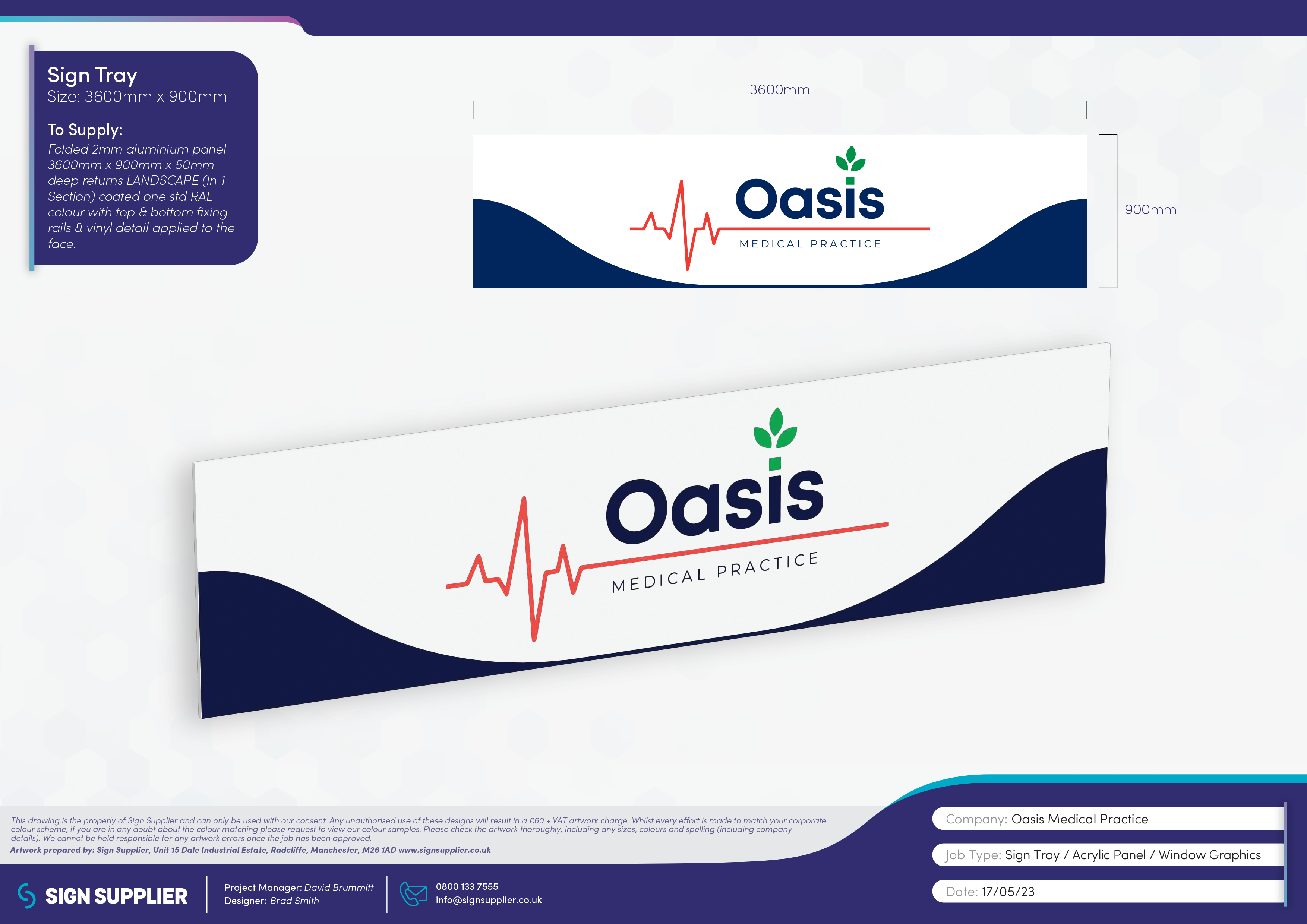 Signage design proof for Oasis Medical Practice