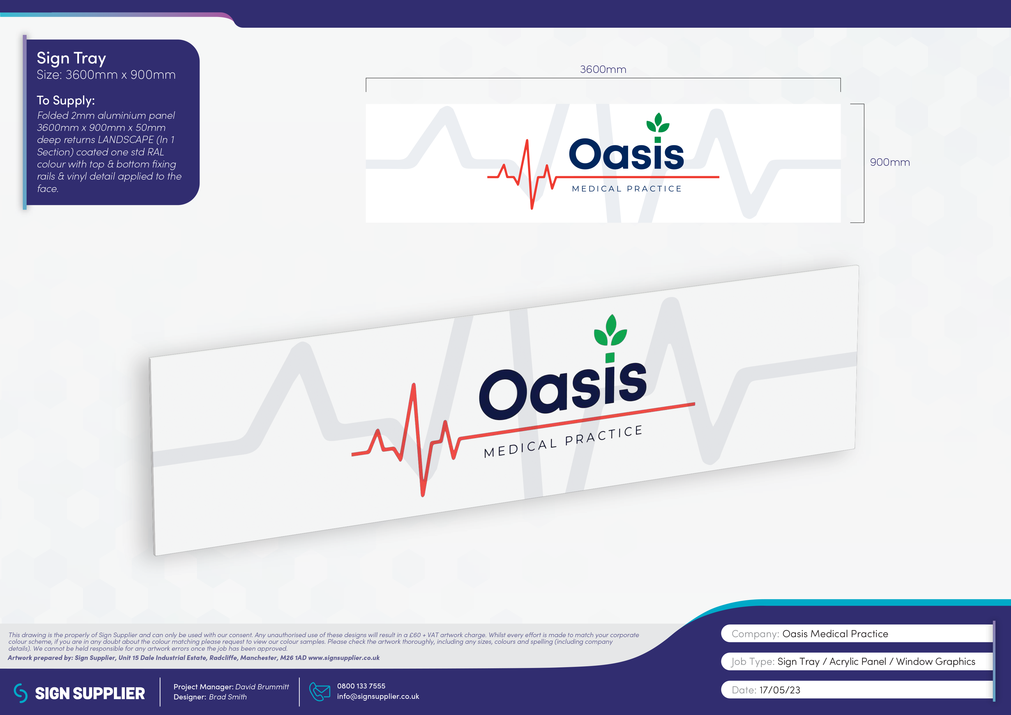 Signage design proof for Oasis Medical Practice