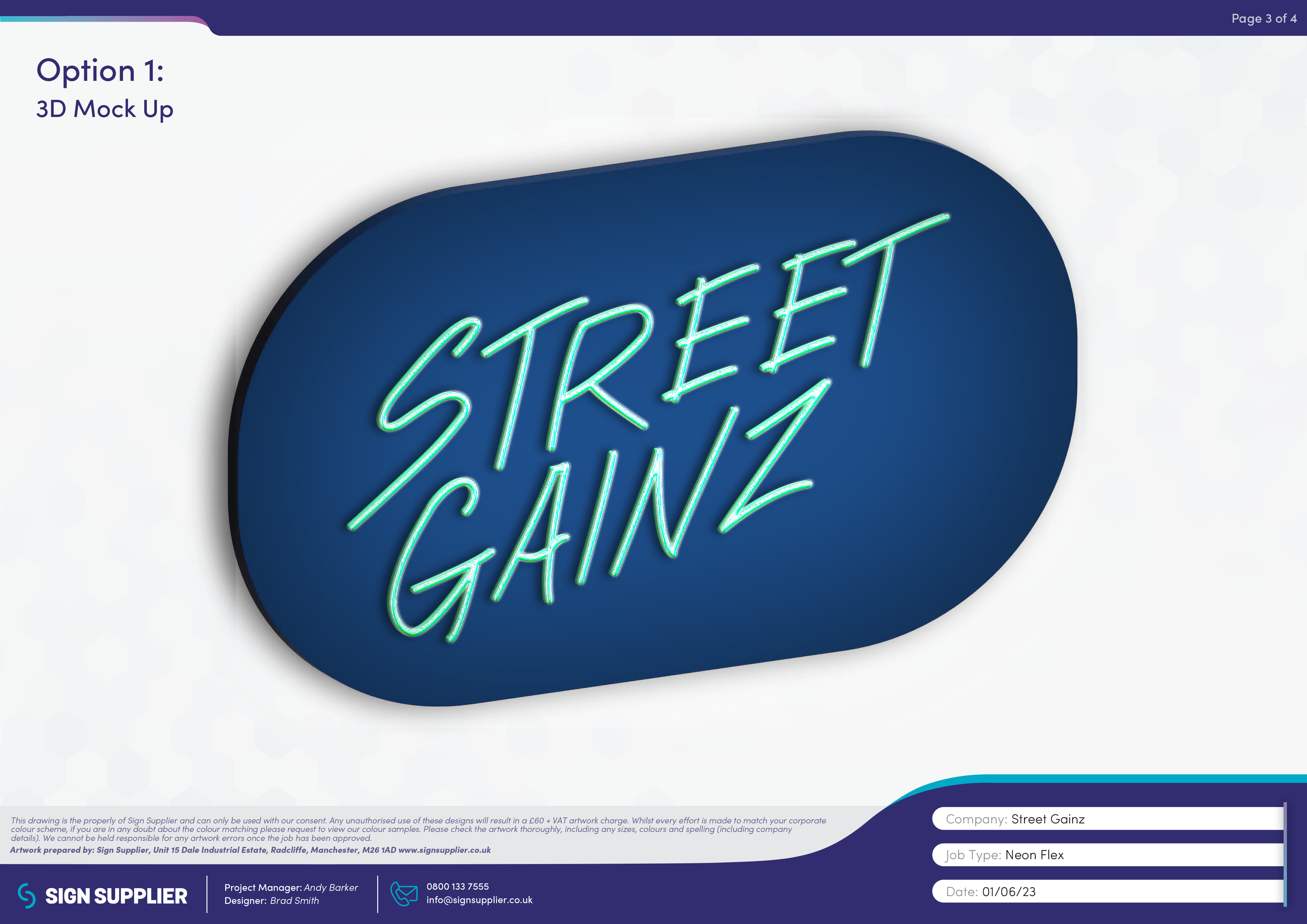 Signage design proof for Street Gainz